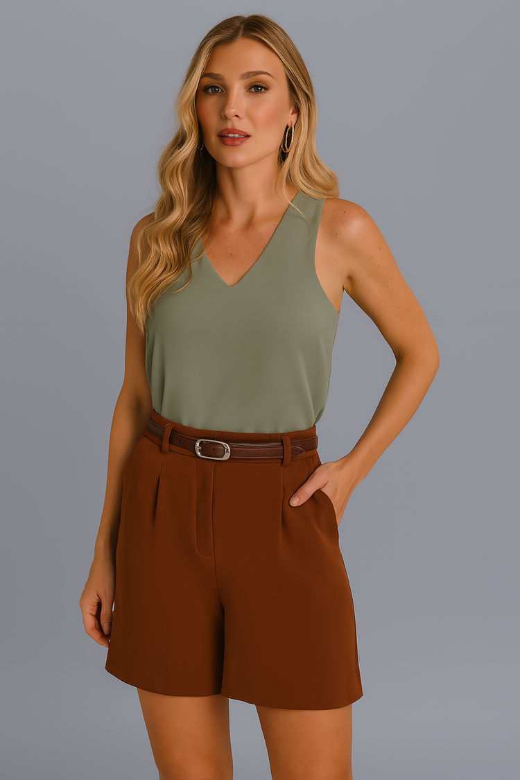 High-Waisted Tailored Shorts with Belt