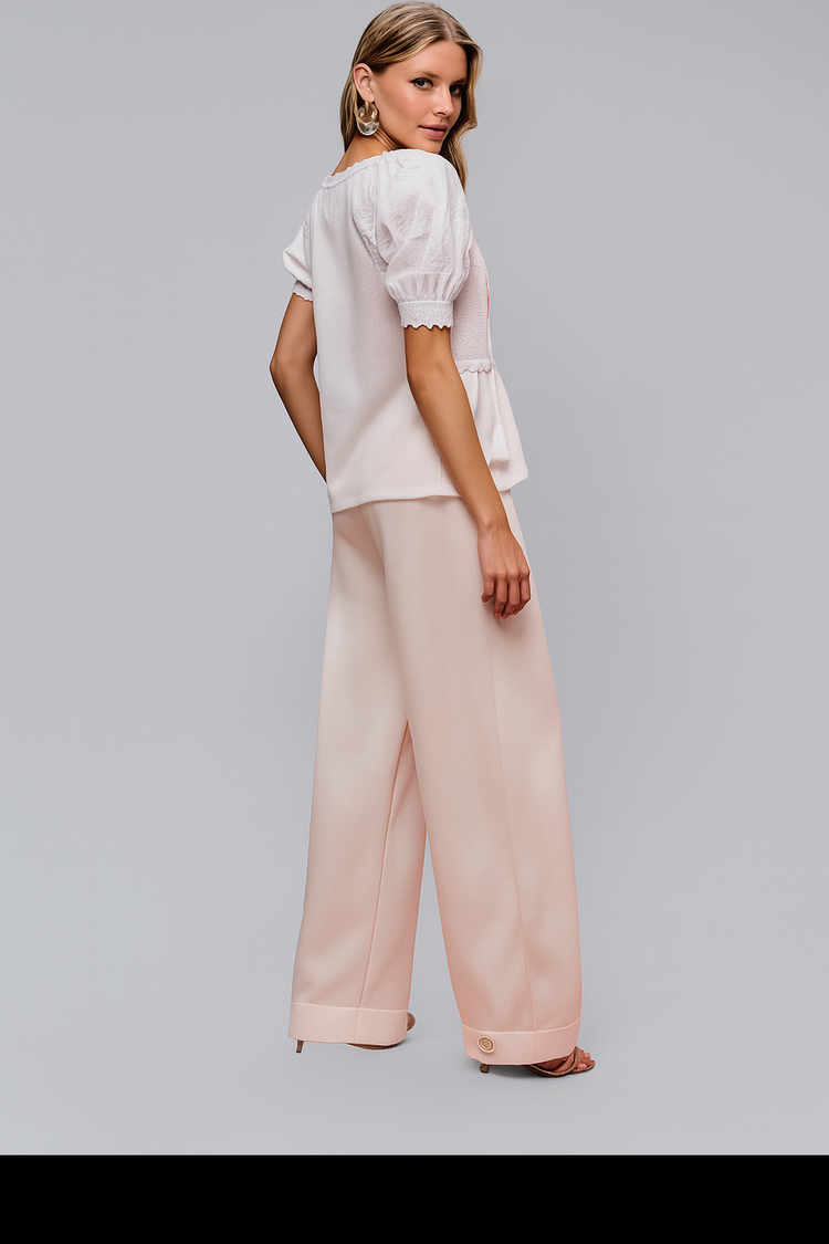 Weiße Baumwollbluse – Feminines Boho-Top mit Puffärmeln