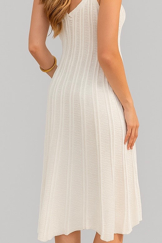 Sleeveless Textured Knit Midi Dress