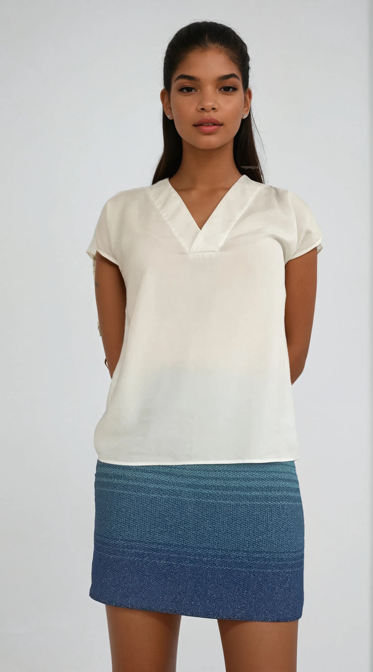 Structured Mini Skirt with Color Gradient – Blue