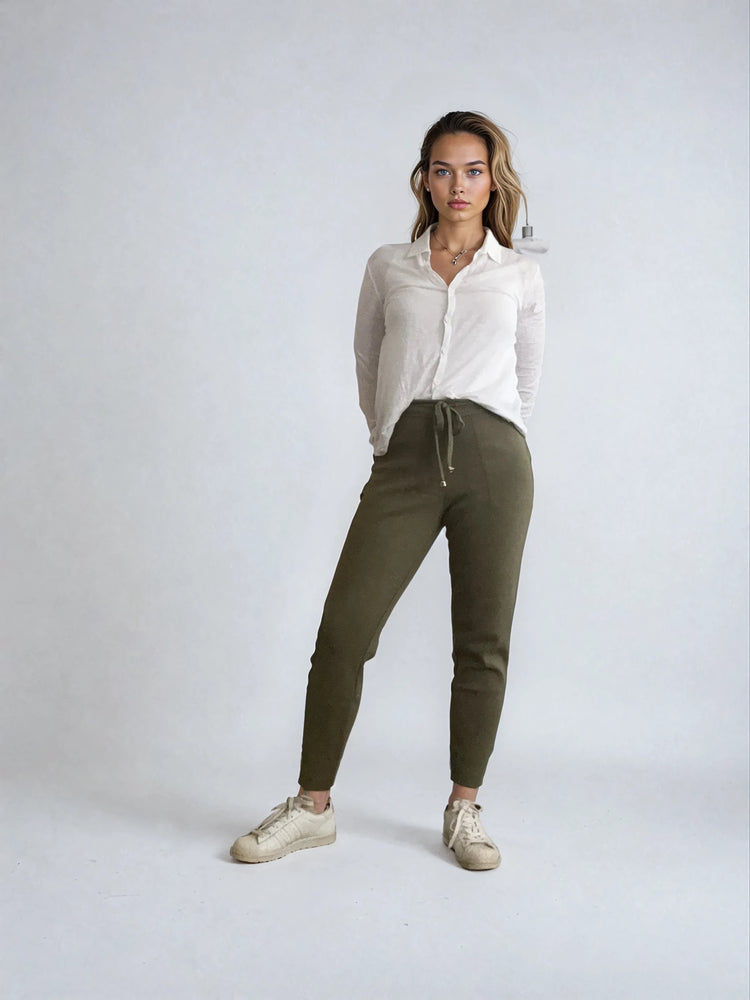 Straight-Leg Pants with Elastic Waistband