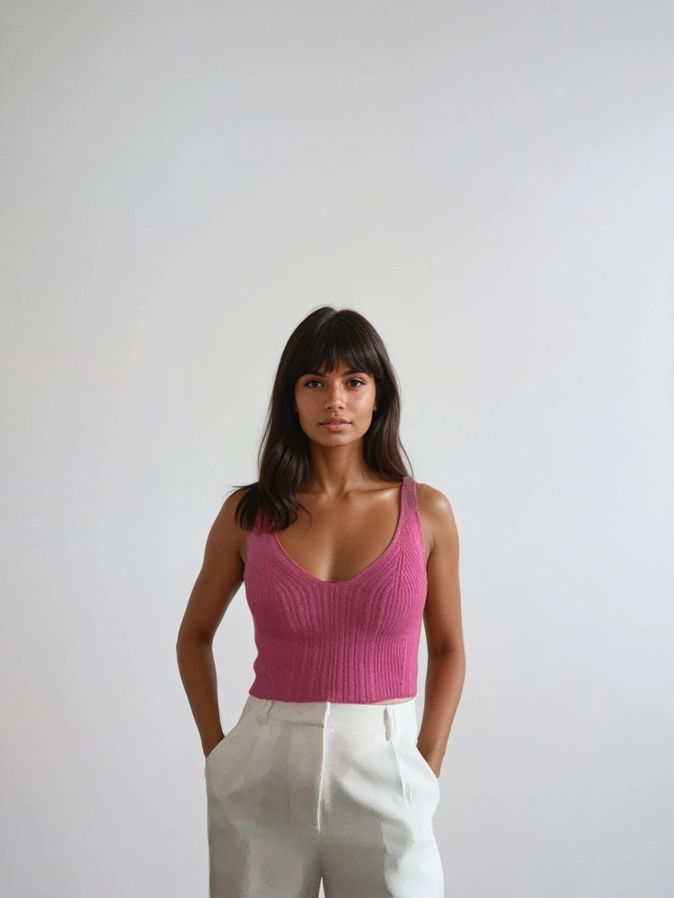 Strick-Top mit V-Ausschnitt