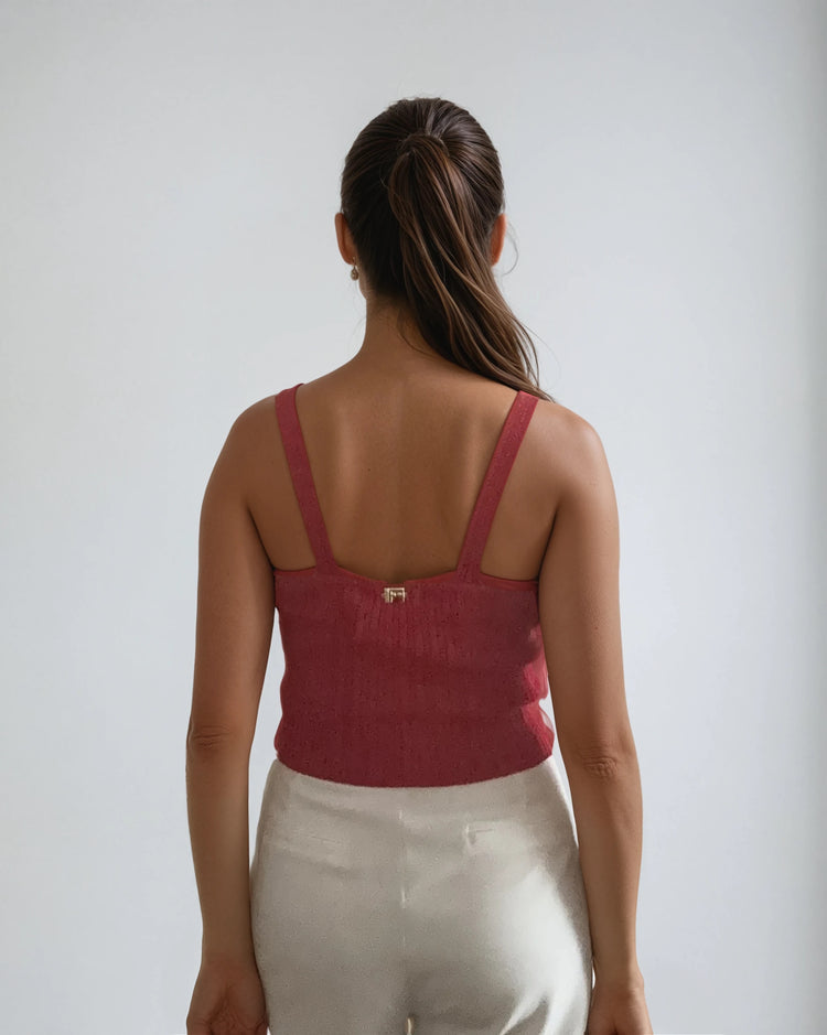 Strick-Top mit V-Ausschnitt