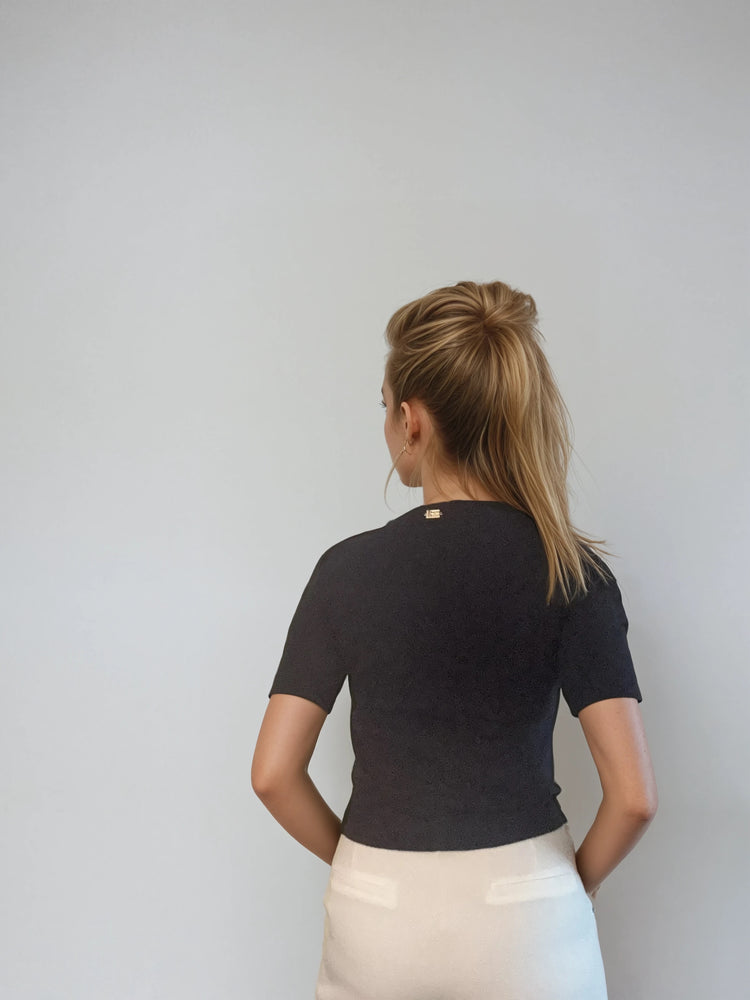 Strickbluse mit Halbarm – Anthrazit