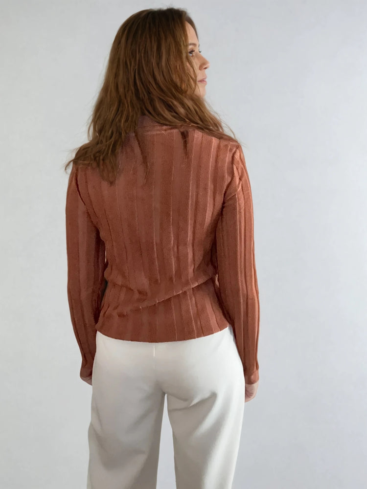 Turtleneck Sweater with Sheer Stripes