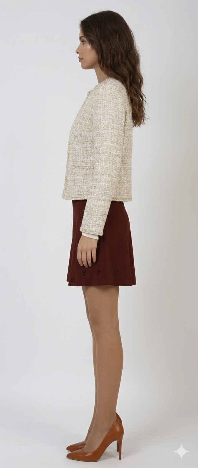 Flared Knit Mini Skirt – Wine Red