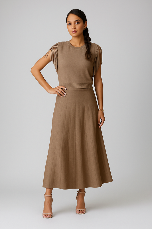 A-Line Knit Skirt with Subtle Texture