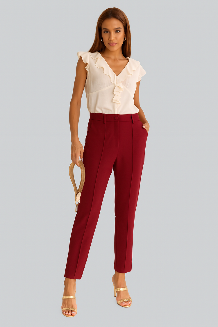 Feminine Ruffle V-Neck Sleeveless Blouse