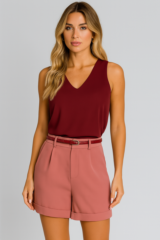 High-Waisted Tailored Shorts with Belt