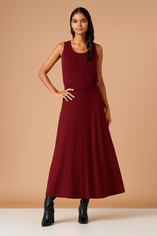 A-Line Knit Skirt with Subtle Texture