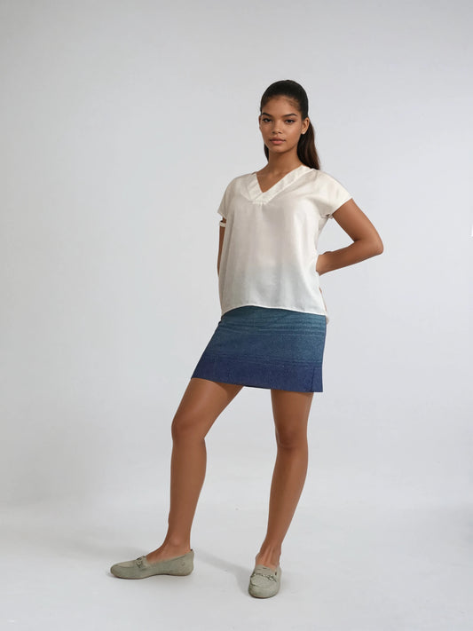 Structured Mini Skirt with Color Gradient – Blue