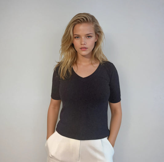 Knit Blouse with Half Sleeves – Anthracite