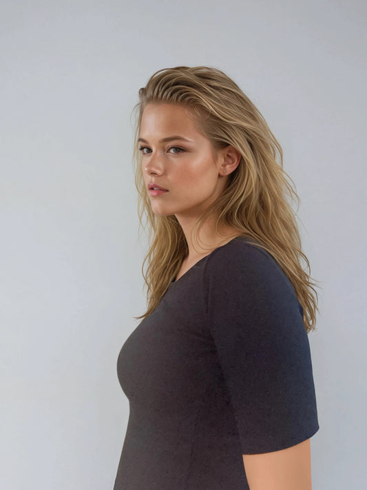 Knit Blouse with Half Sleeves – Anthracite