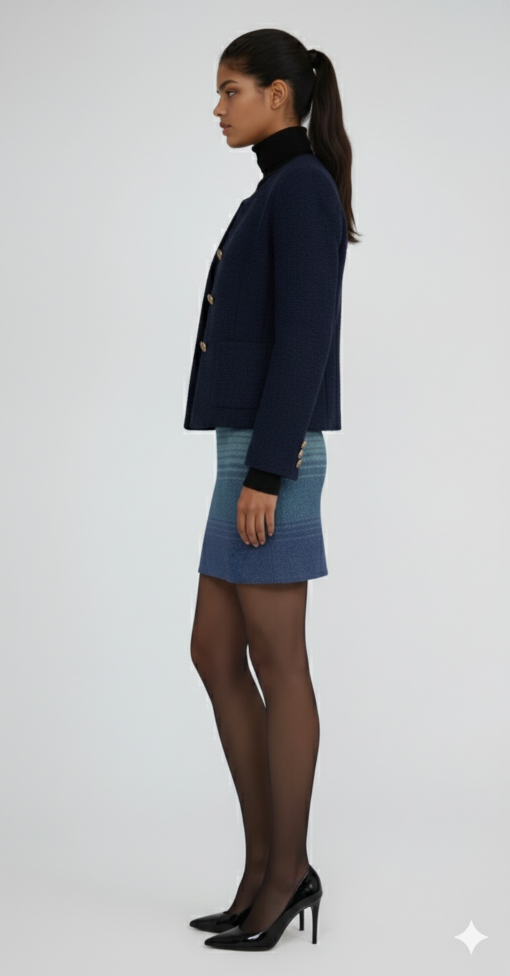 Structured Mini Skirt with Color Gradient – Blue