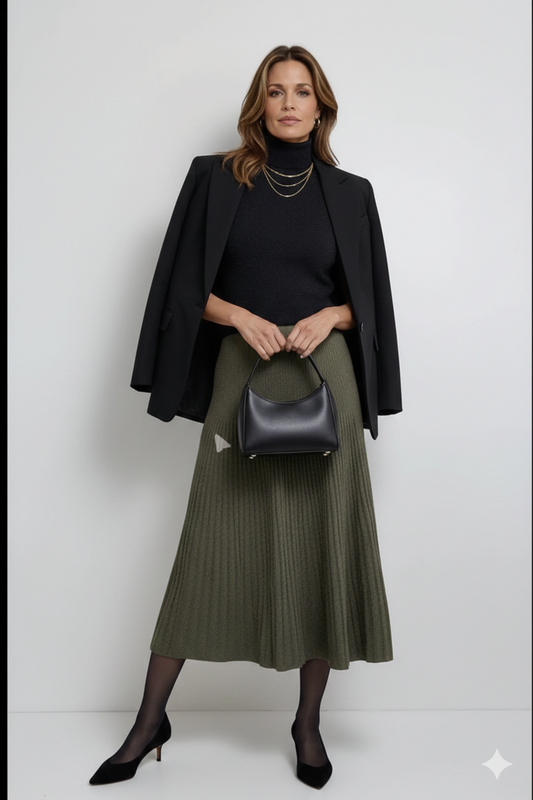 Pleated Knit Skirt